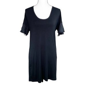 NWT Splendid Black T-Shirt Dress Fringe Sleeve